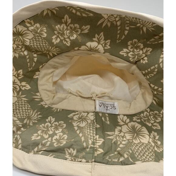 Scala Collection Ladies Canvas Draw String Hawaiian Band Bucket Hat Beach Pool - Picture 6 of 7